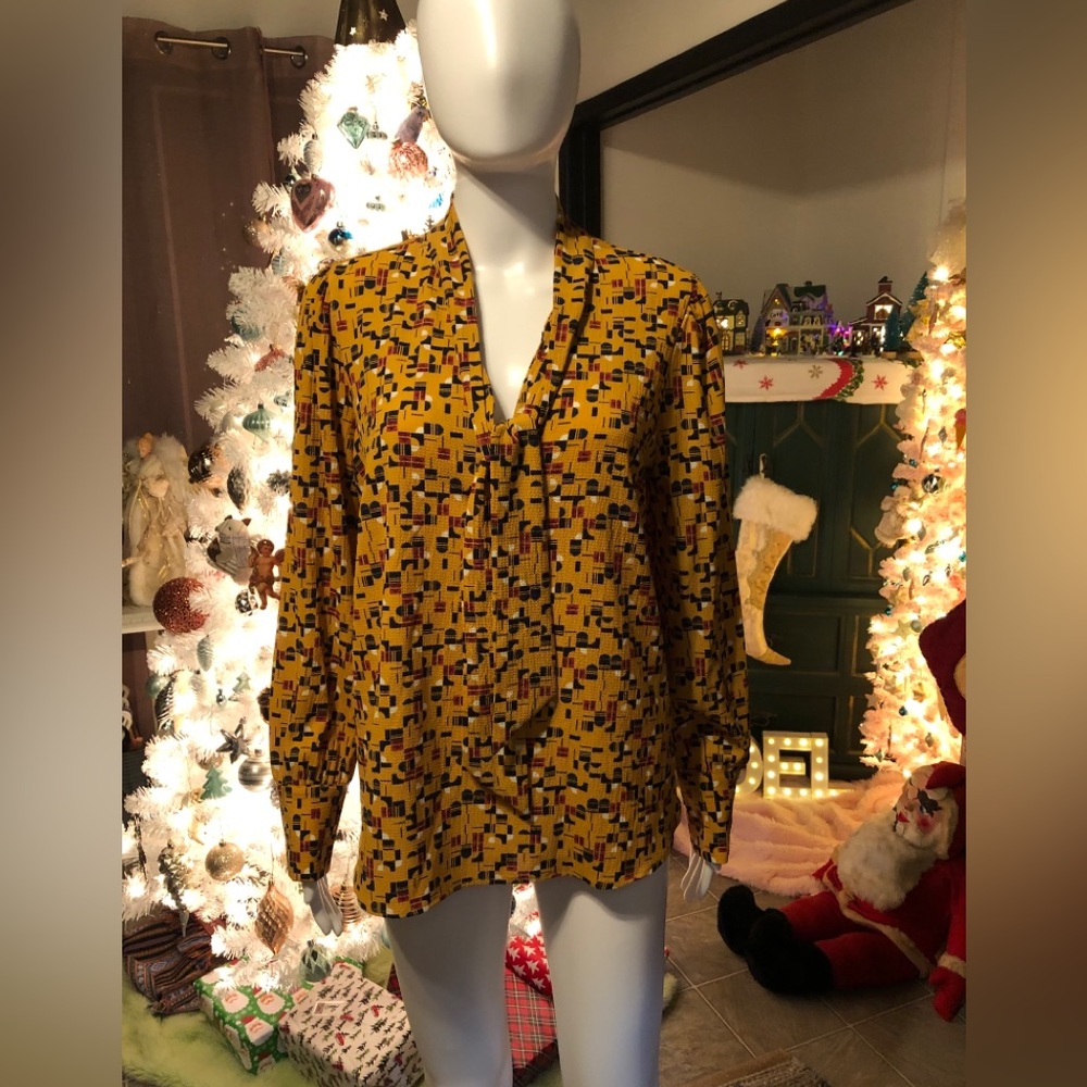 Women’s Yellow Geometric Print Blouse by Mandee